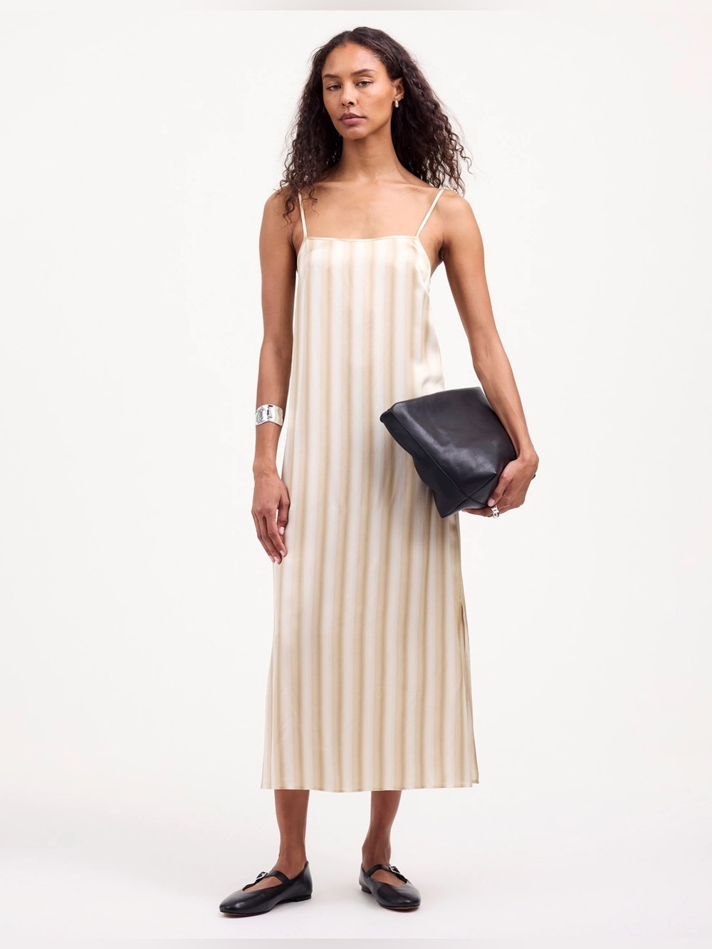 Madewell Silk Striped Slip Dress Size 12 NWT